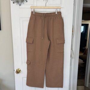 AUTOMET Women Cargo Sweatpant Baggy Fleece High Waisted Jogger Sweat Pants Sz M